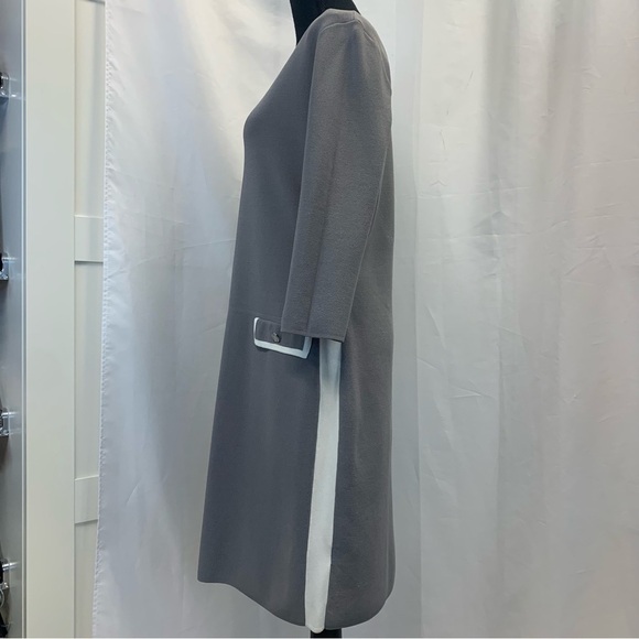 Lauren Ralph Lauren gray ivory white knit bodycon midi dress Sz 10 NWT - Picture 4 of 14